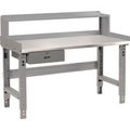 Global Equipment Workbench w/ Stainless Steel Square Edge Top   Riser, 48"W x 30"D, Gray 318680